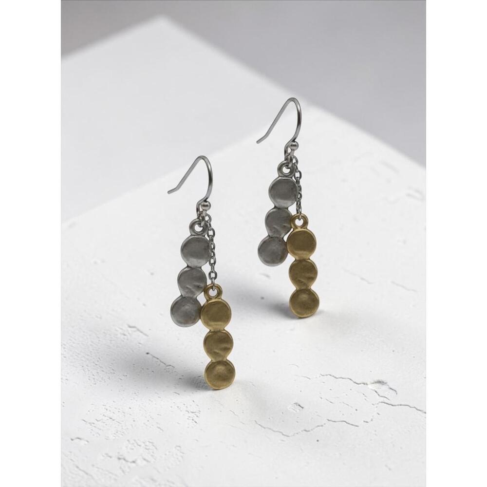 Two-Tone Metal Dangle Earrings